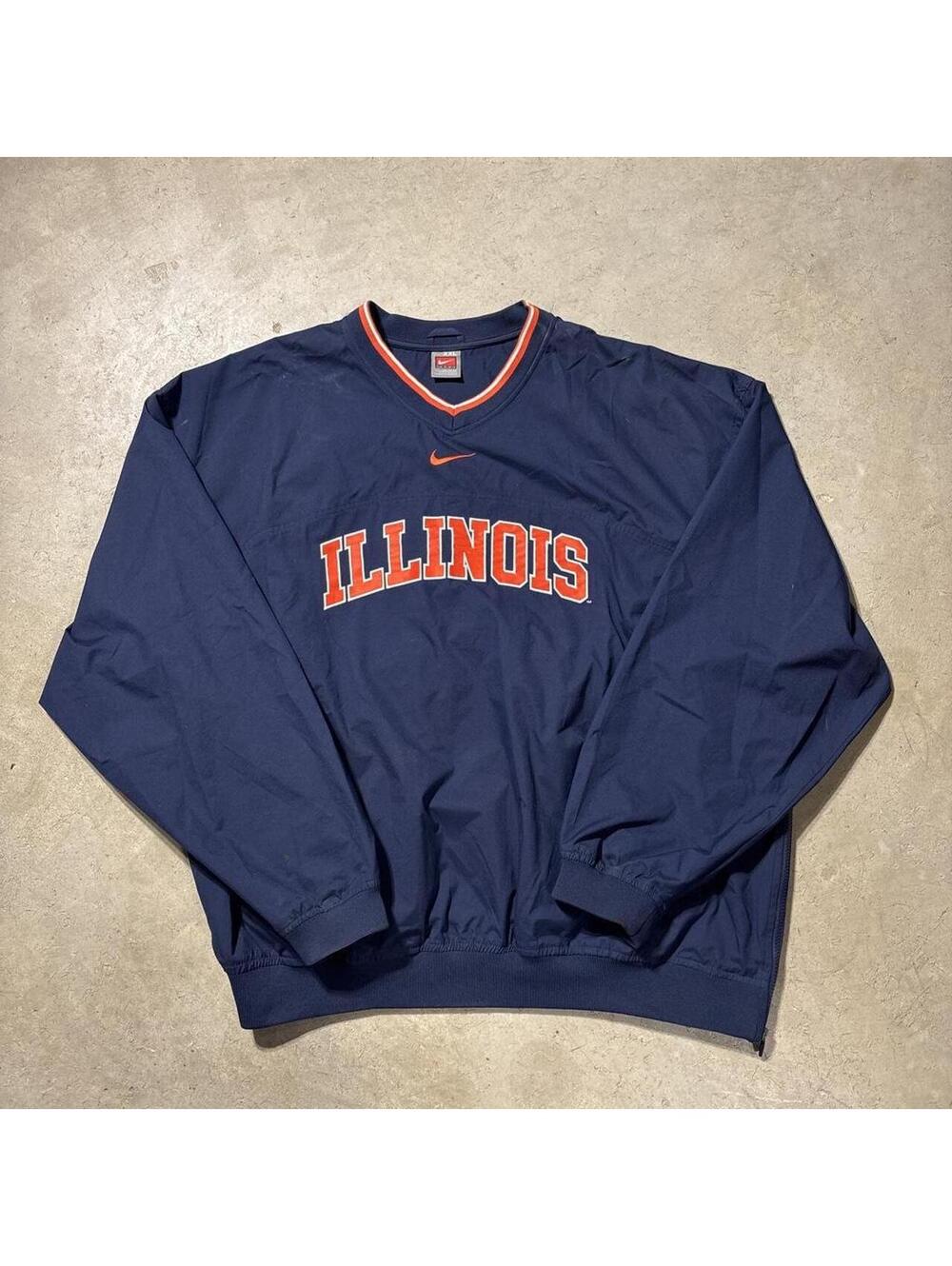 Vintage Y2K Nike Team Illinois Fighting Illini Pullover Jacket Mens XXL NCAA